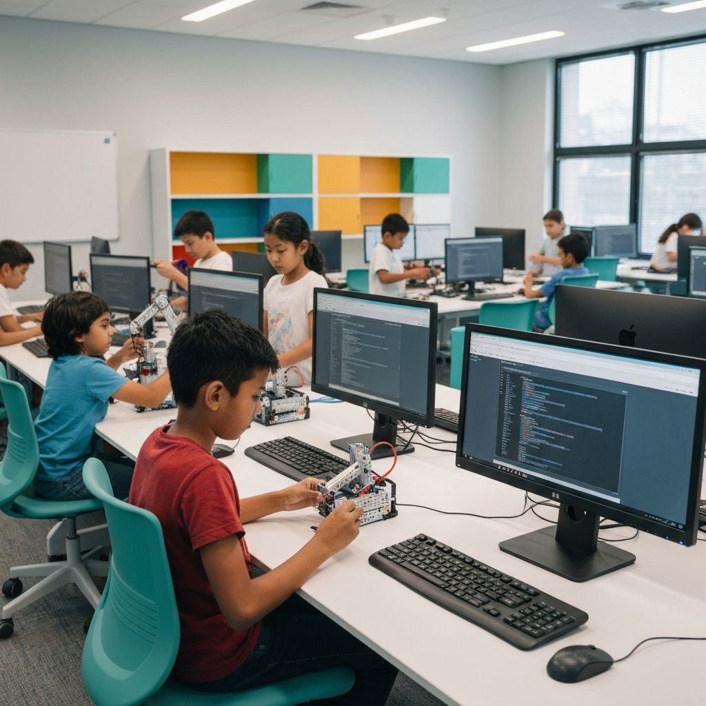 Students learning robotics and coding at CLABS